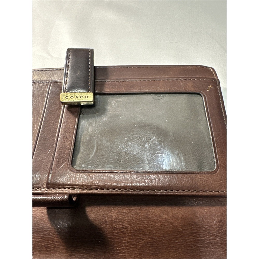 RARE COACH Vintage Brown Leather Wallet Organizer Checkbook Coin Purse Gold Tone - Picture 10 of 16
